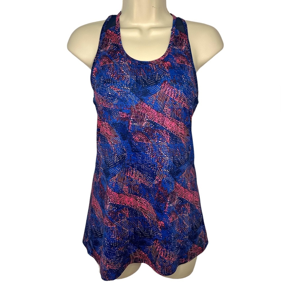Reebok women’s Tank Top- Blue multi colors-Size XS-Extra Small cute back